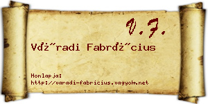 Váradi Fabrícius névjegykártya